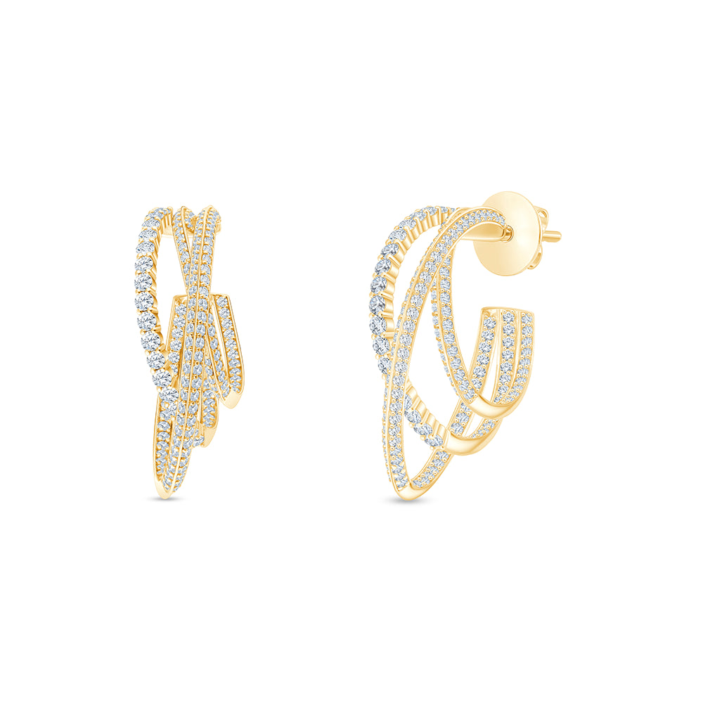 Brilliant Cut Triple Row Hoop Earrings