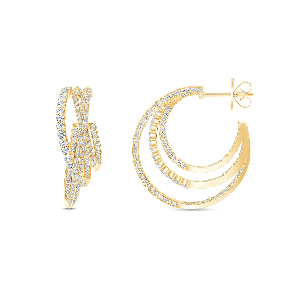 Brilliant Cut Triple Row Hoop Earrings
