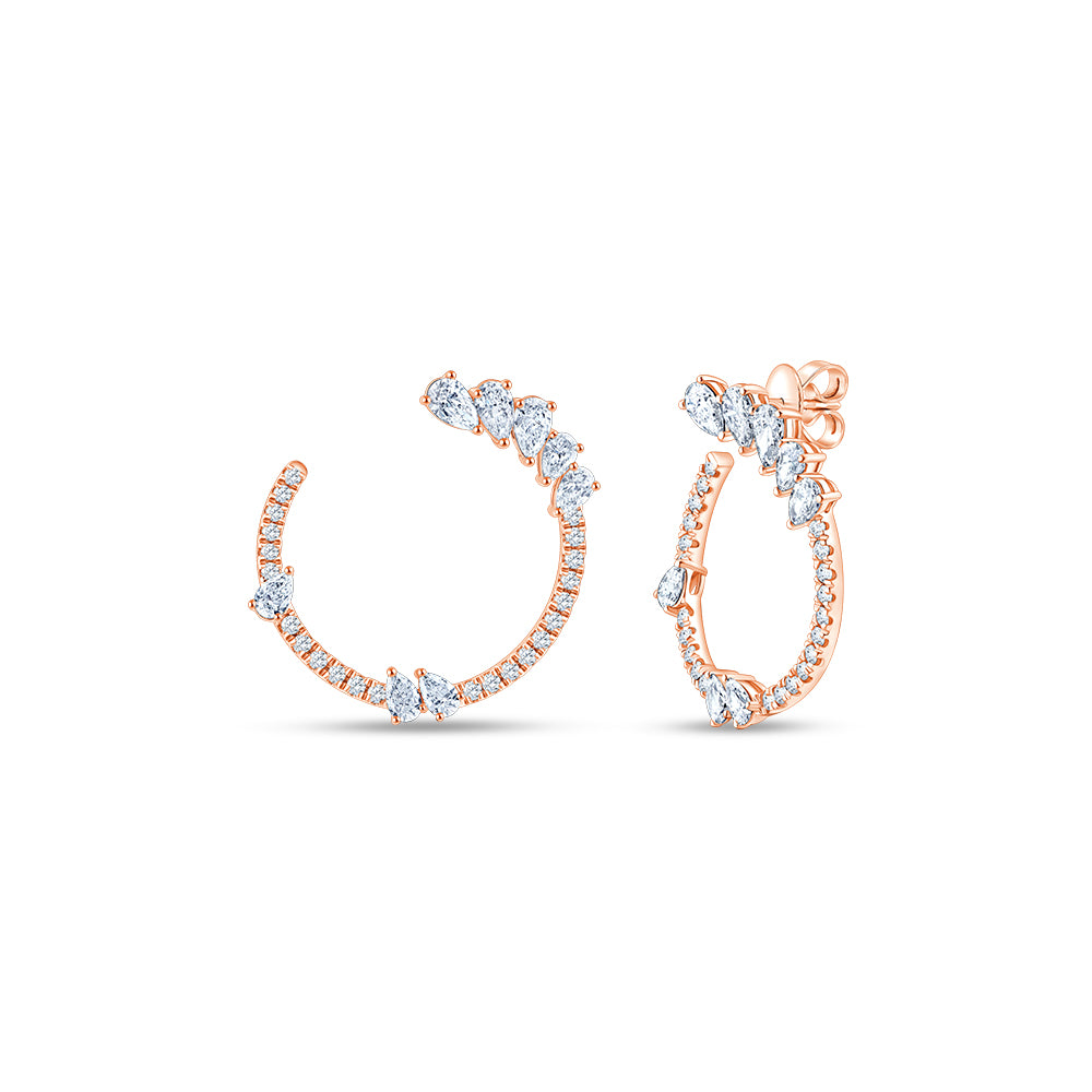 Pear  Brilliant Cut Open Hoop Earrings