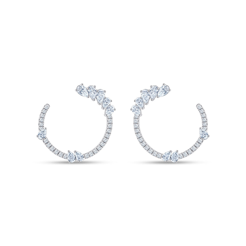 Pear  Brilliant Cut Open Hoop Earrings