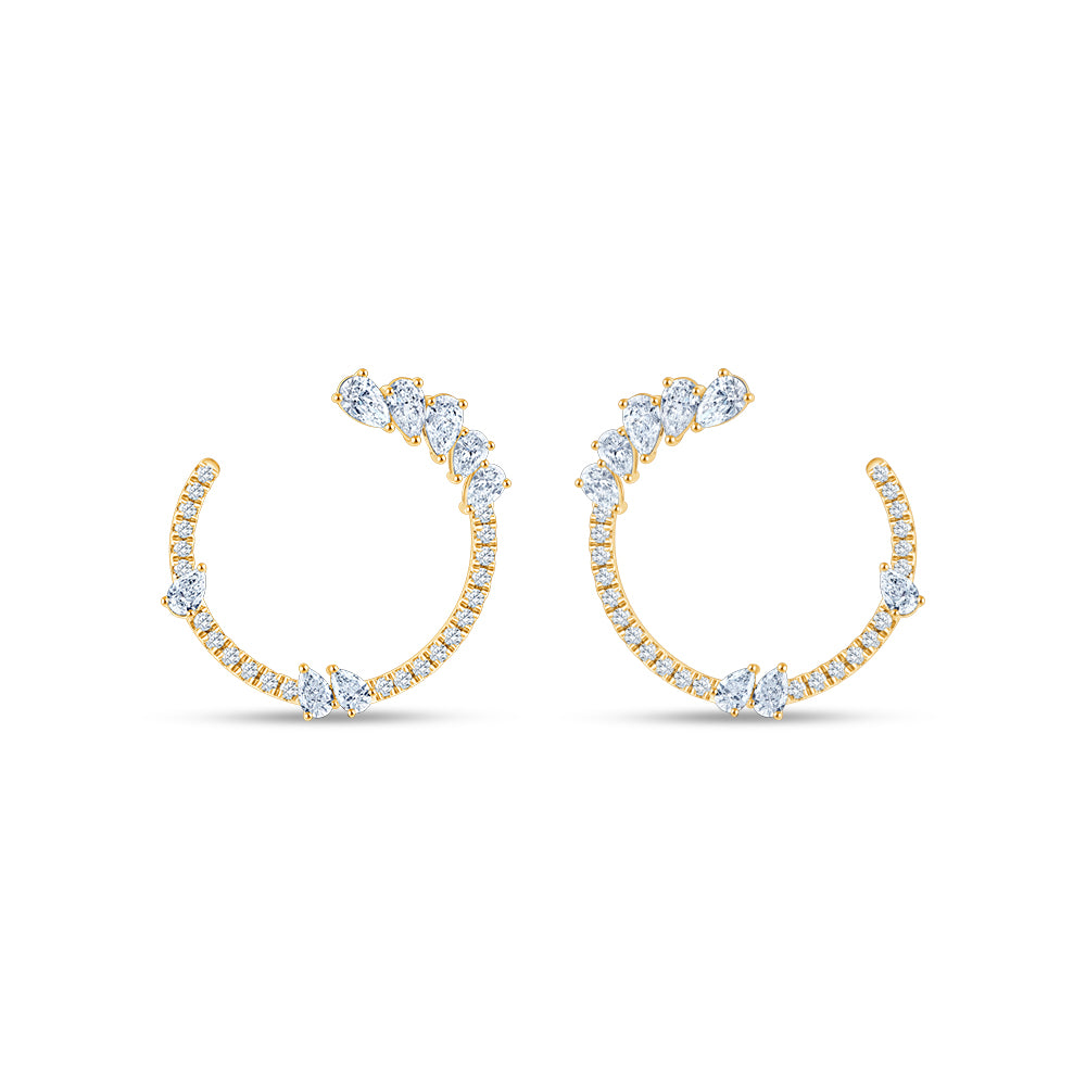 Pear  Brilliant Cut Open Hoop Earrings
