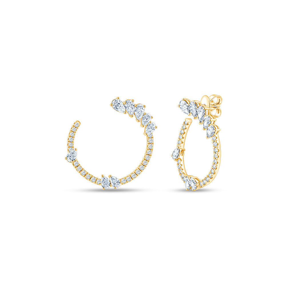 Pear  Brilliant Cut Open Hoop Earrings