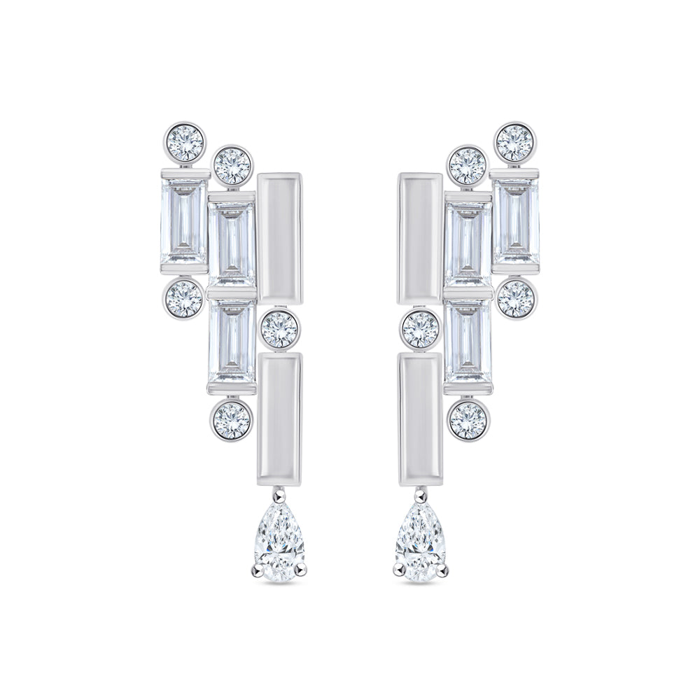 Mixed Cut Deco Drop Earrings