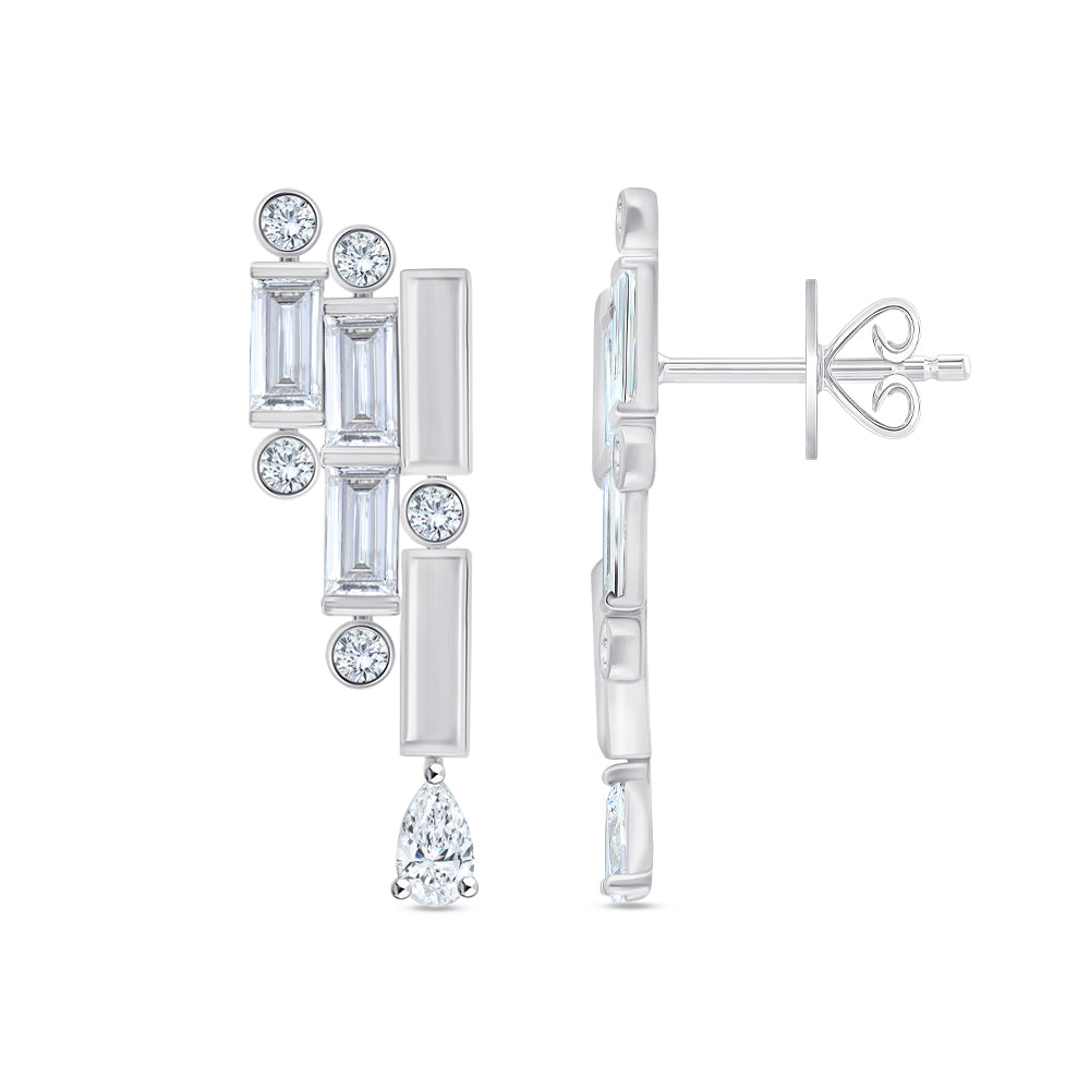 Mixed Cut Deco Drop Earrings