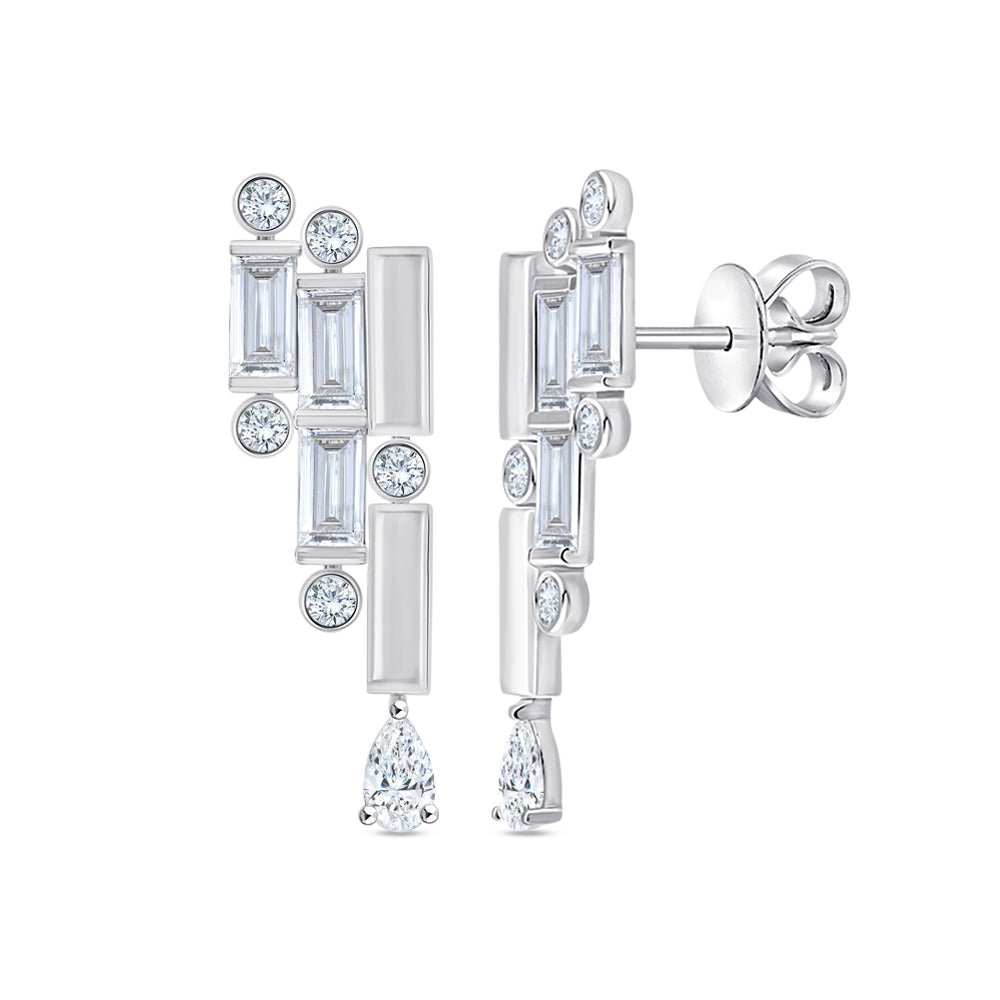 Mixed Cut Deco Drop Earrings