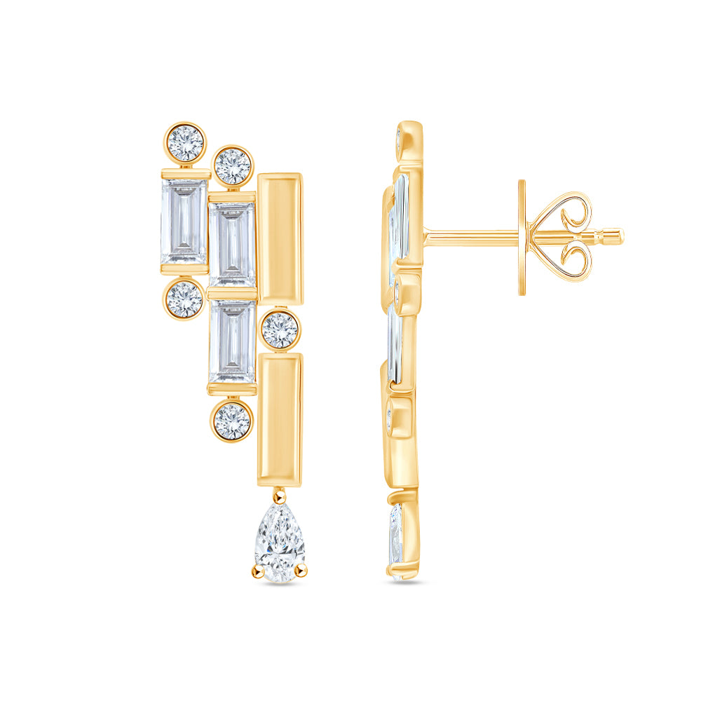 Mixed Cut Deco Drop Earrings
