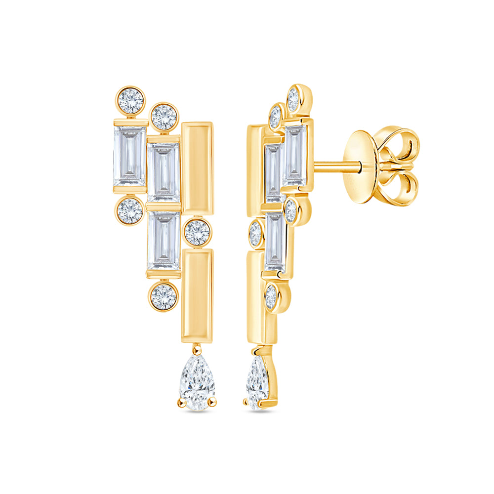 Mixed Cut Deco Drop Earrings