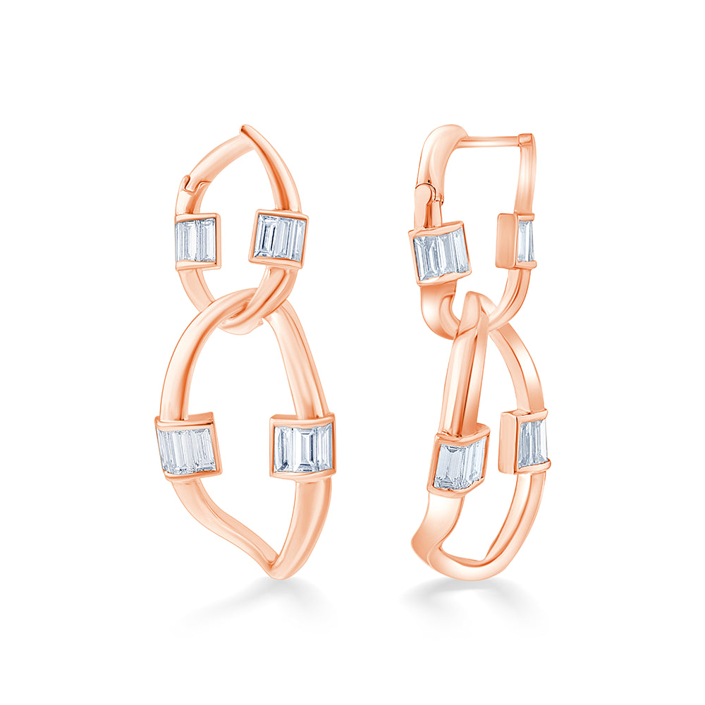 Baguette Cut Infinity Drop Earrings