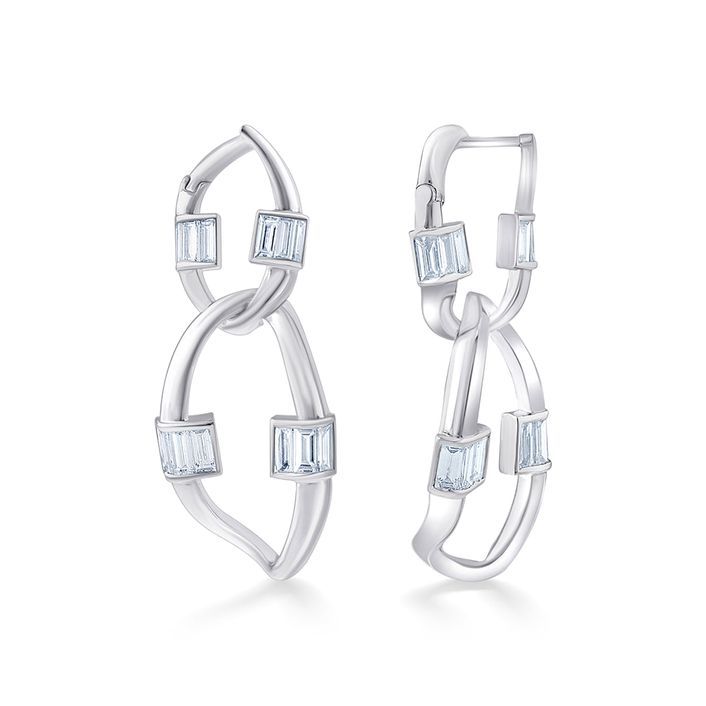 Baguette Cut Infinity Drop Earrings