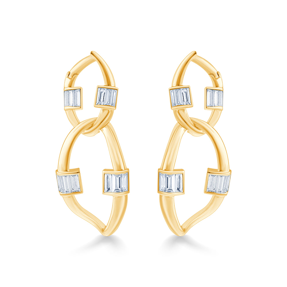 Baguette Cut Infinity Drop Earrings