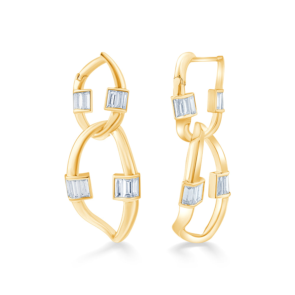 Baguette Cut Infinity Drop Earrings