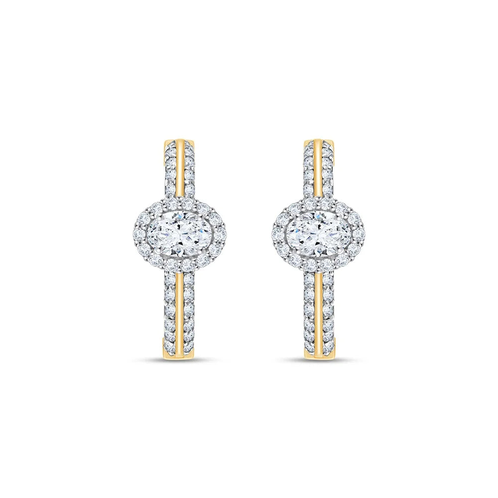 Oval Cut Halo Hoop Earrings