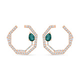 Pear Cut Green Gemstone Open Circle Stud Earrings