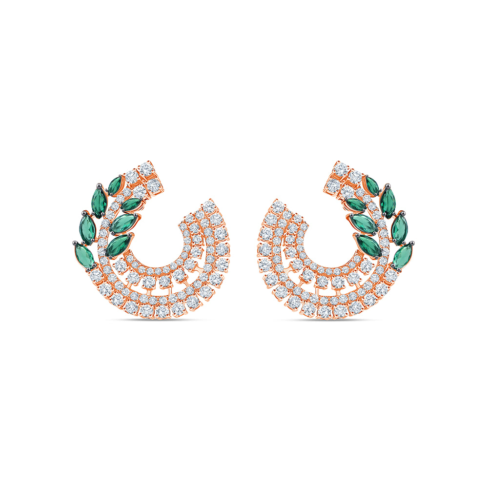 Marquise Green Gemstone Leaf Stud Earrings