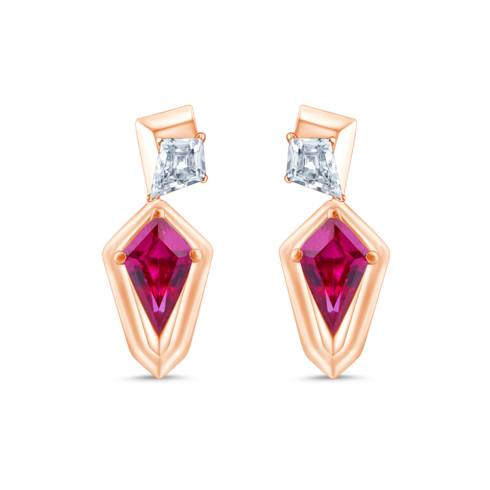 Kite Cut Diamond  Semi Precious Stone Drop Earrings