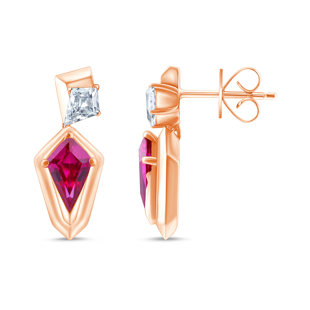 Kite Cut Diamond  Semi Precious Stone Drop Earrings