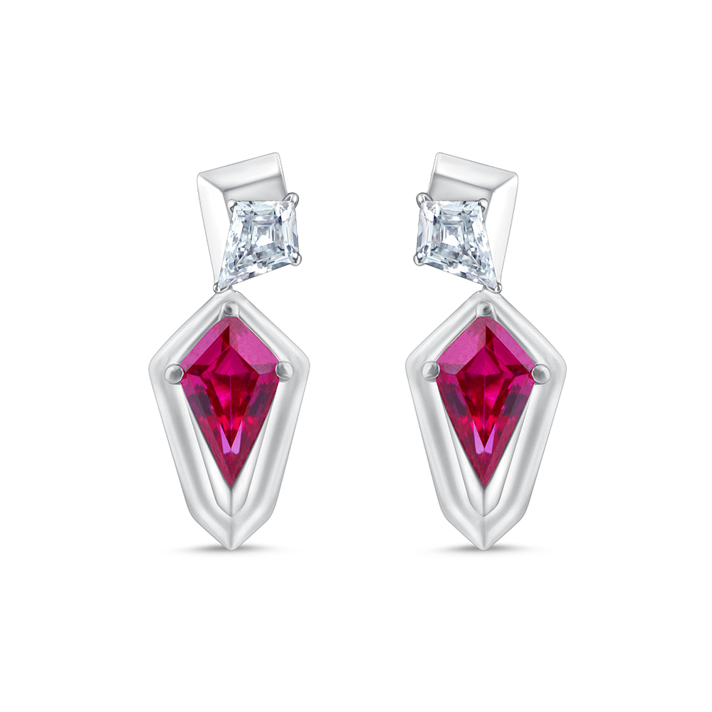 Kite Cut Diamond  Semi Precious Stone Drop Earrings
