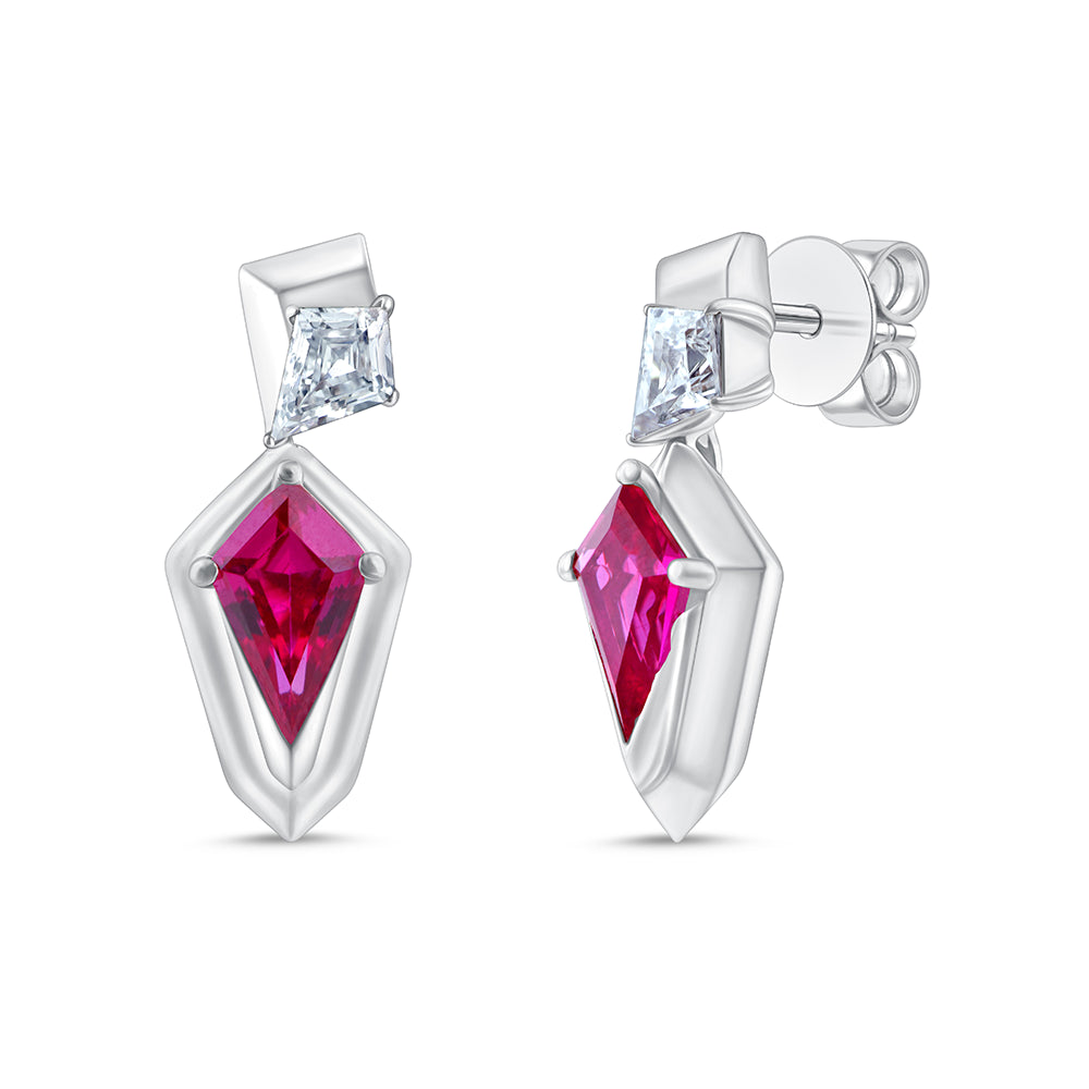 Kite Cut Diamond  Semi Precious Stone Drop Earrings