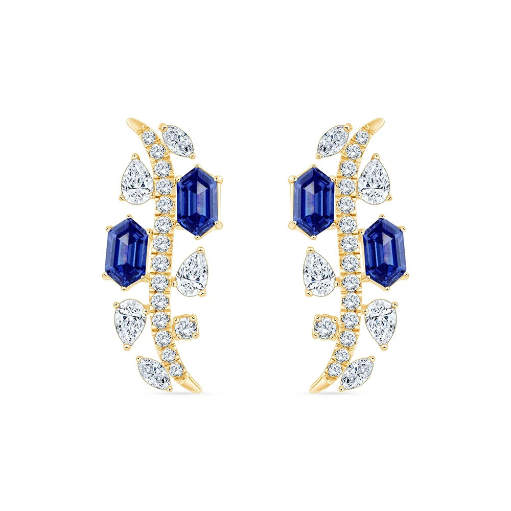  Mix Cut Diamonds  Hexagon Cut Semi Precious Stud Earrings