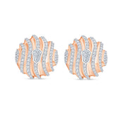 Brilliant & Shield Cut Layered Wave Stud Earrings