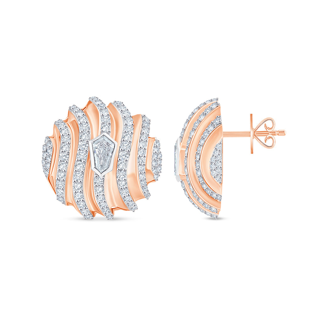 Brilliant  Shield Cut Layered Wave Stud Earrings