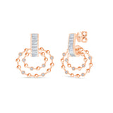 Baguette Bar Double Circle Stud Earrings