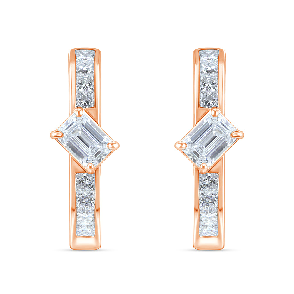 Emerald  Princess Cut Hexa Hoop Earrings