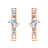 Emerald & Princess Cut Hexa Hoop Earrings
