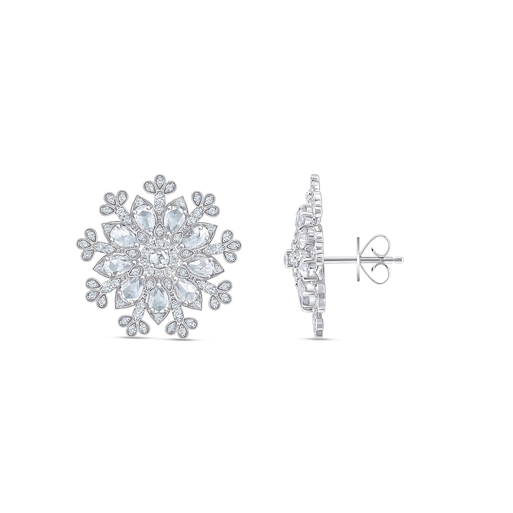 Rose Cut Floral Stud Earrings