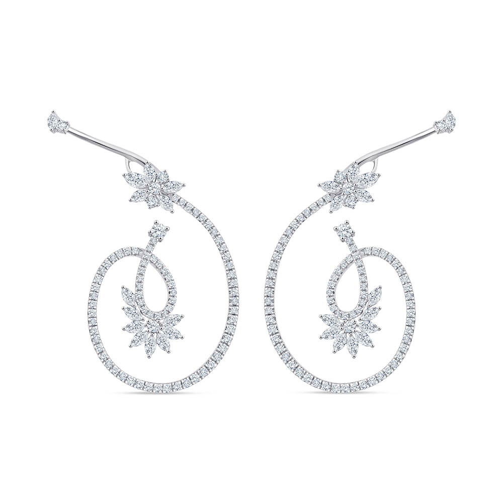 Marquise  Brilliant Cut Floral Ear Crawlers
