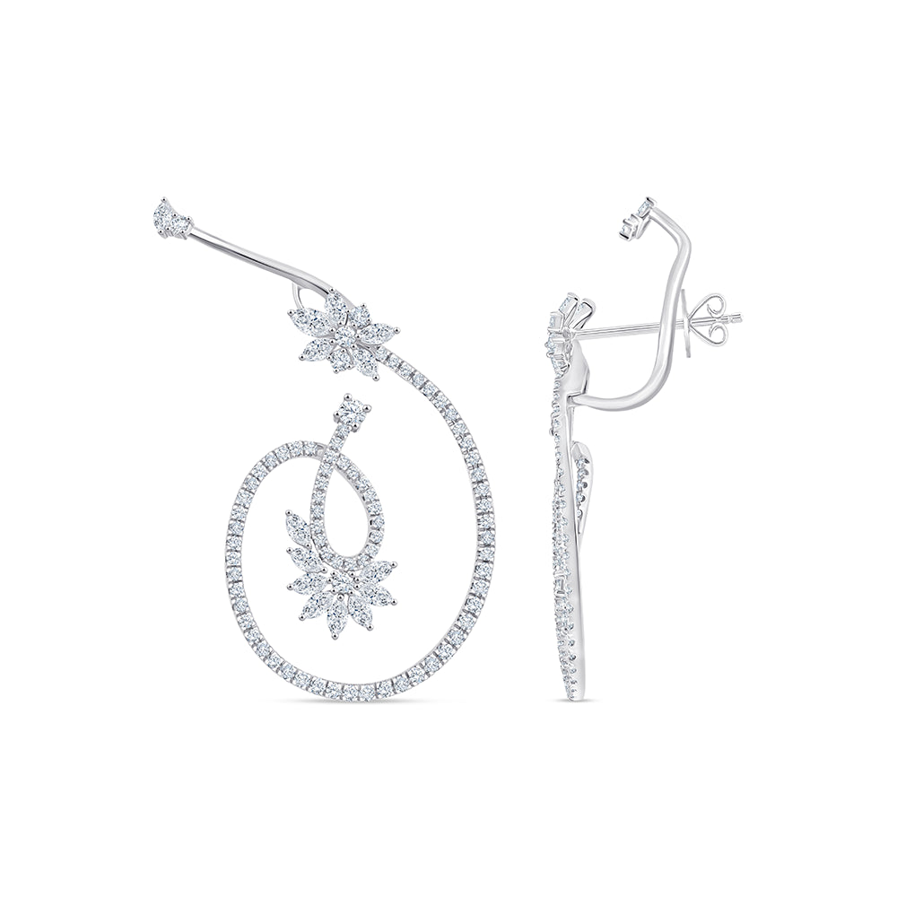 Marquise  Brilliant Cut Floral Ear Crawlers