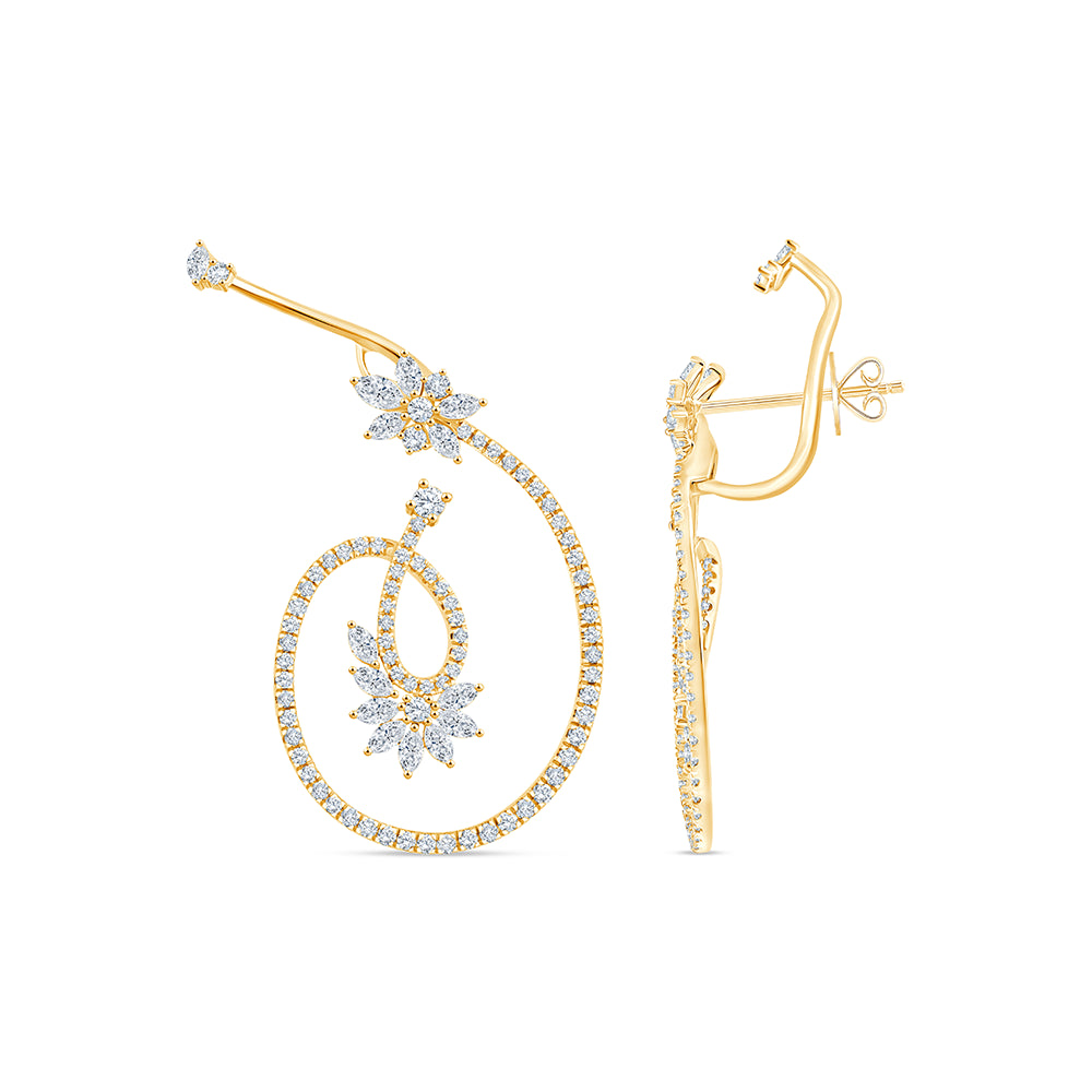 Marquise  Brilliant Cut Floral Ear Crawlers