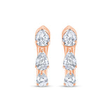Pear Cut Three Stone Hoop Earrings