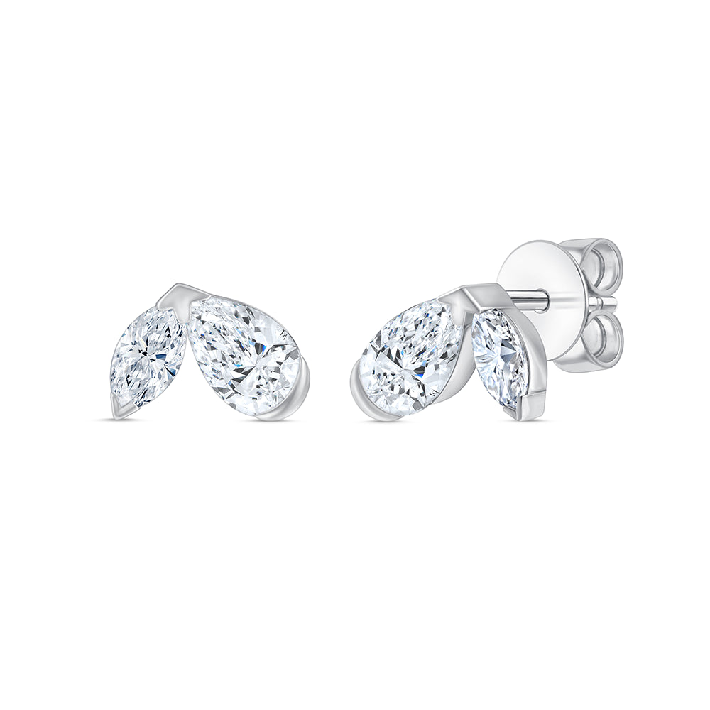 Pear  Marquise Cut Toi et Moi Stud Earrings