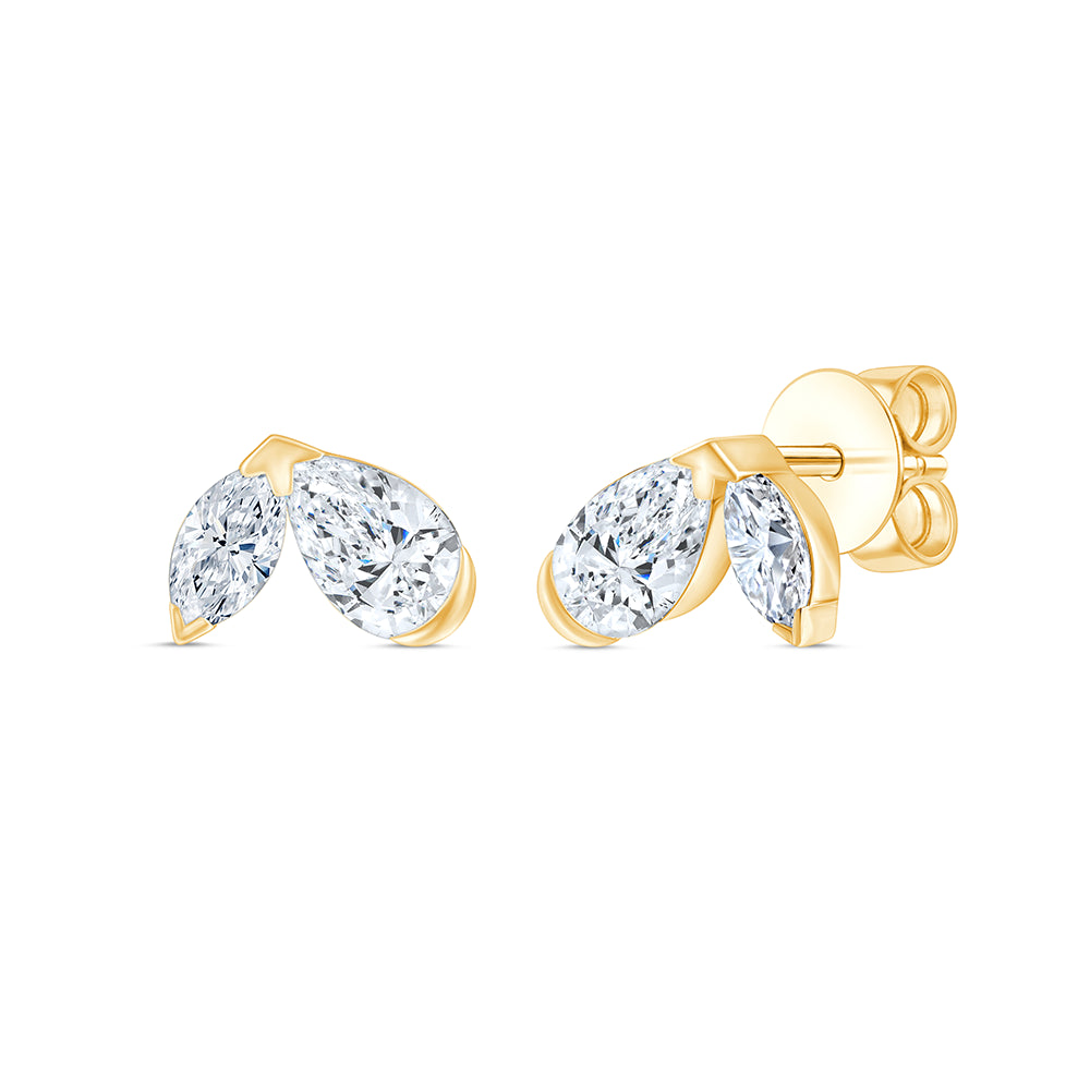 Pear  Marquise Cut Toi et Moi Stud Earrings