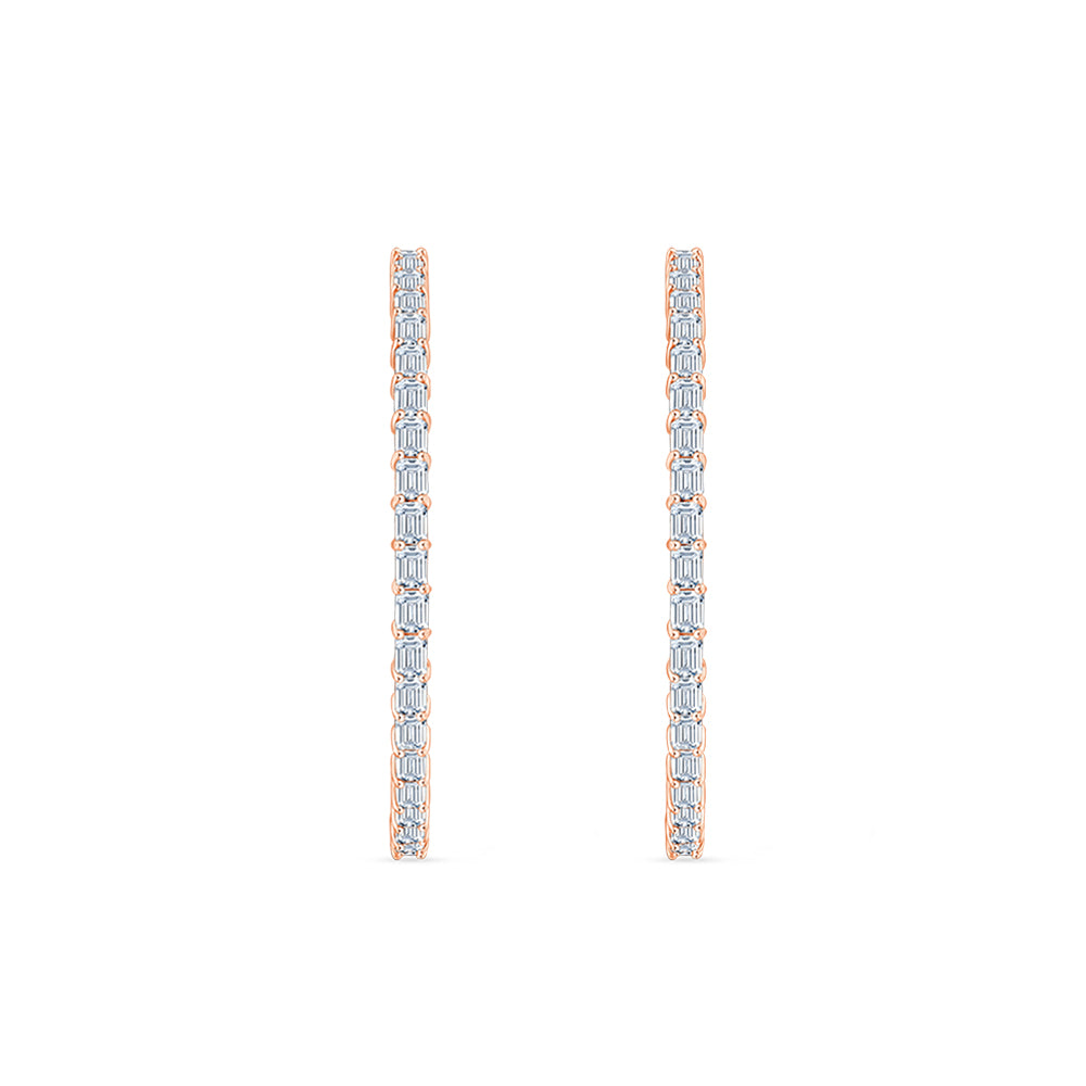 Emerald Cut Full Circle Hoop Earrings