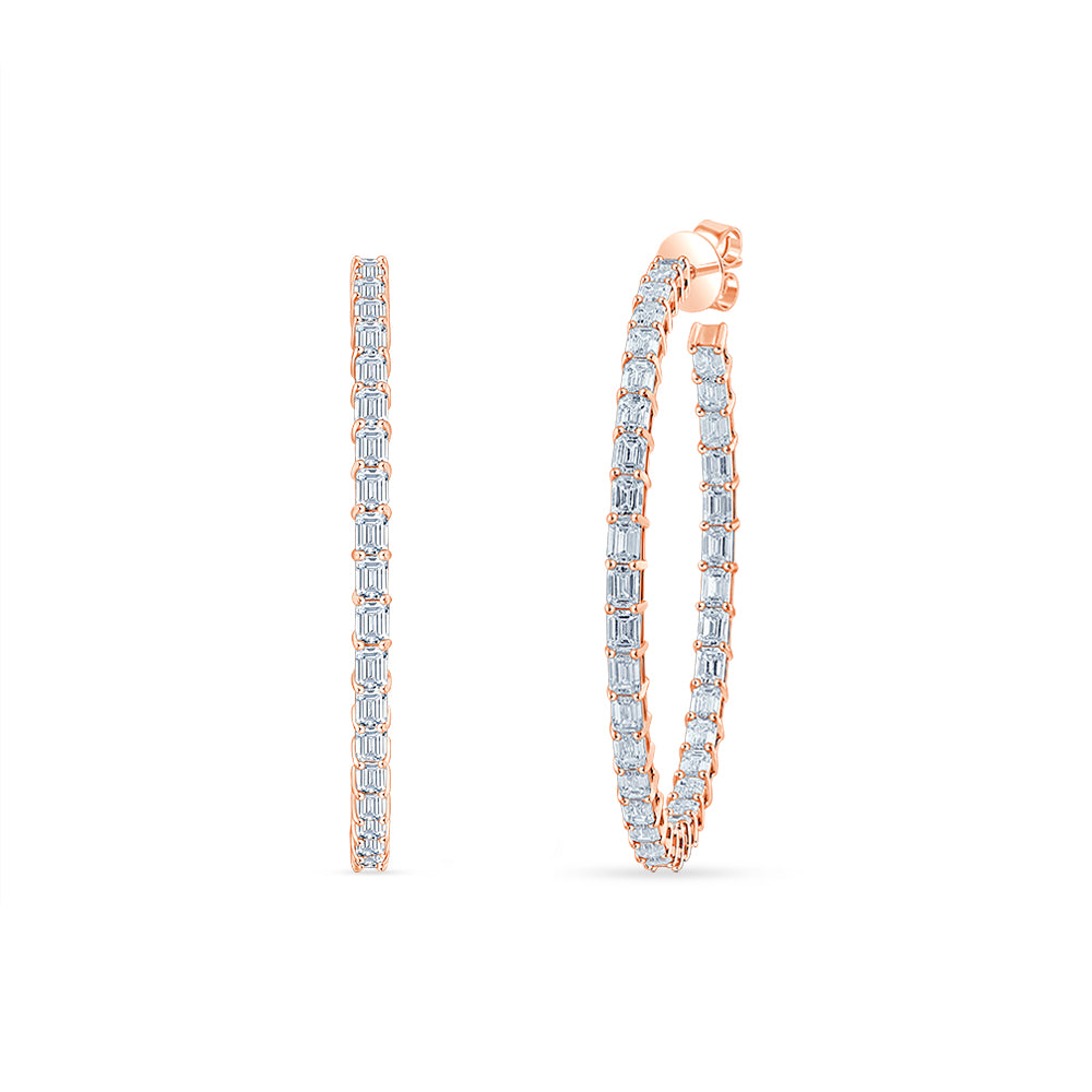 Emerald Cut Full Circle Hoop Earrings