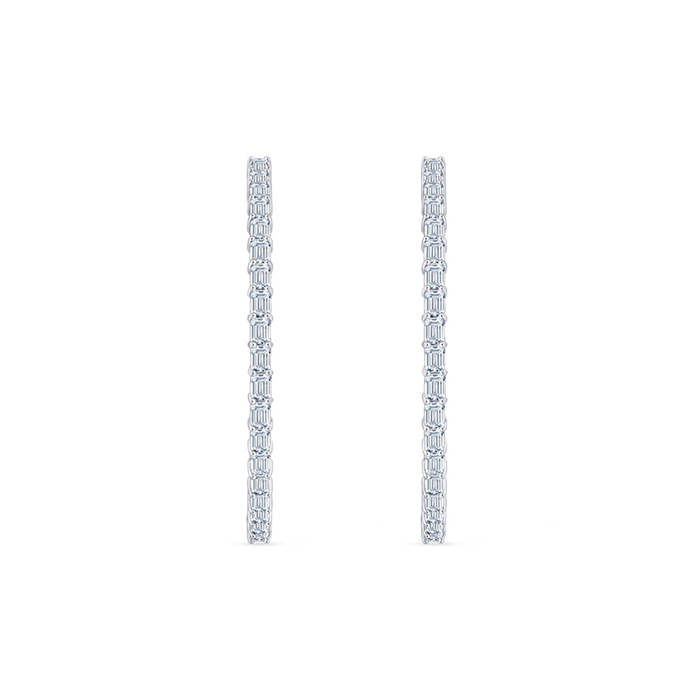 Emerald Cut Full Circle Hoop Earrings