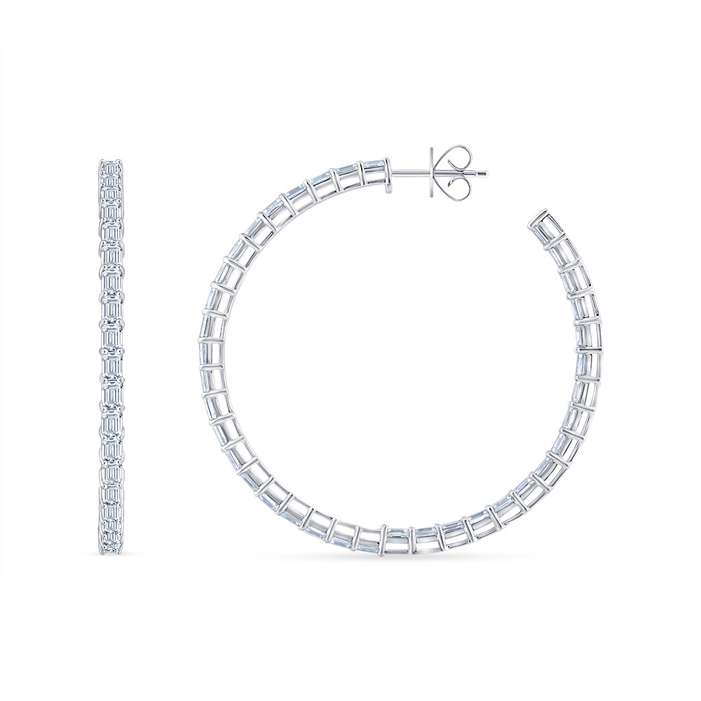 Emerald Cut Full Circle Hoop Earrings