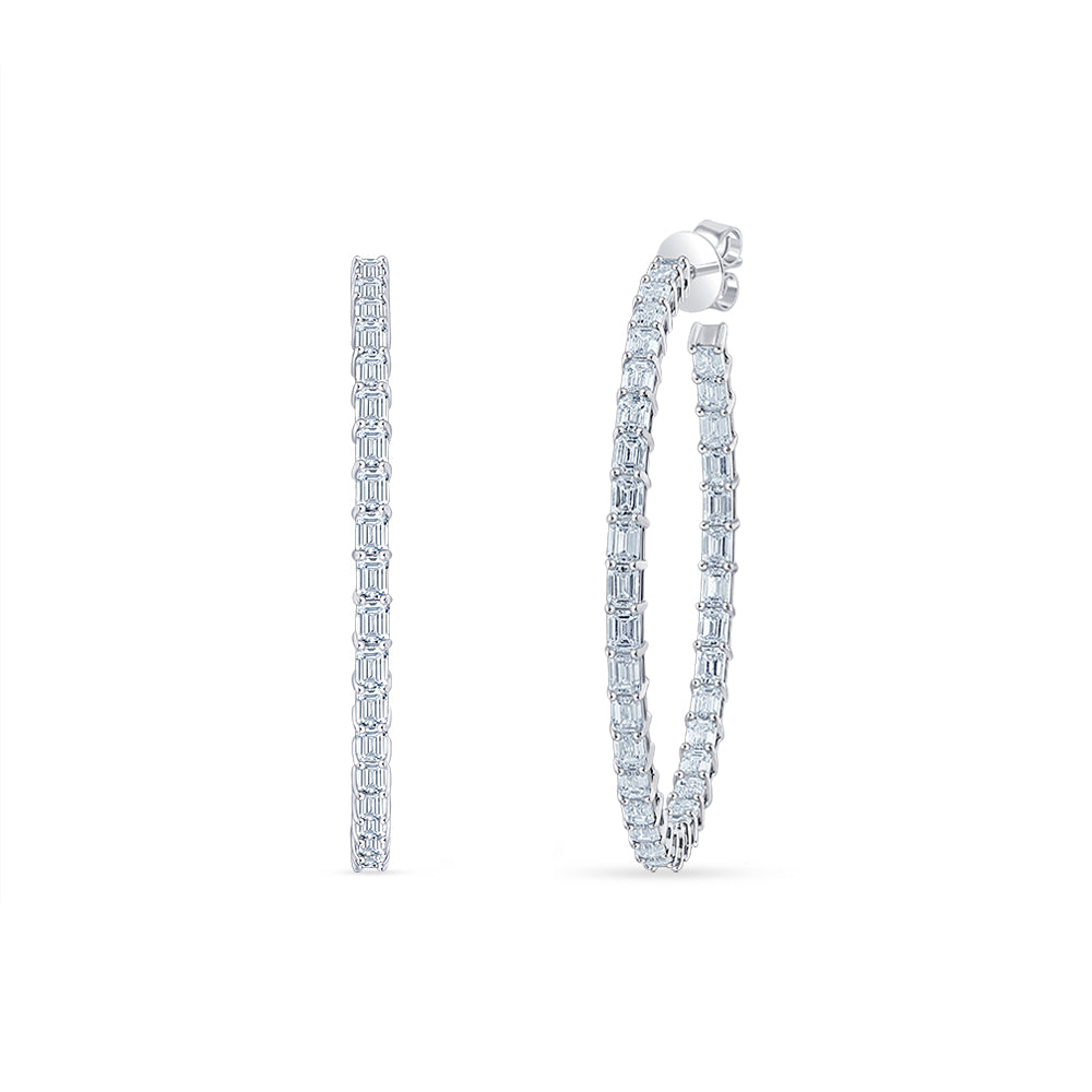 Emerald Cut Full Circle Hoop Earrings