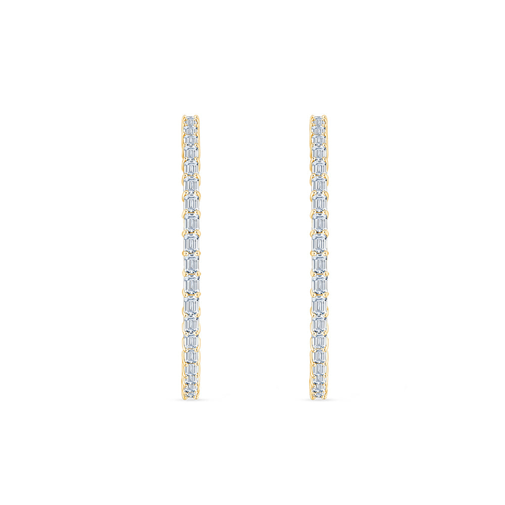 Emerald Cut Full Circle Hoop Earrings