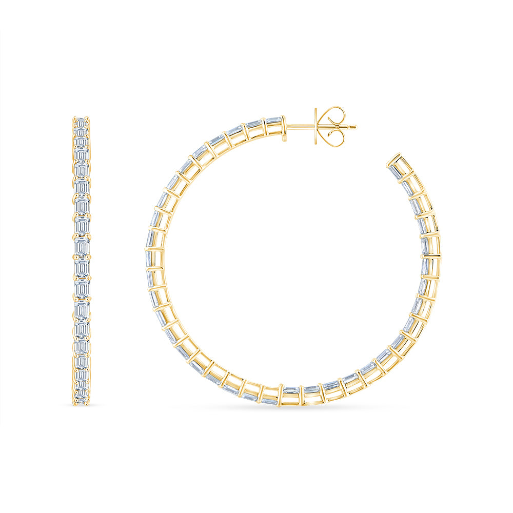 Emerald Cut Full Circle Hoop Earrings