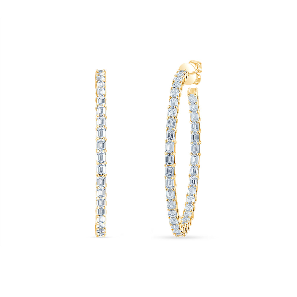 Emerald Cut Full Circle Hoop Earrings