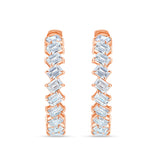 Emerald Cut Zigzag Full Circle Hoop Earrings