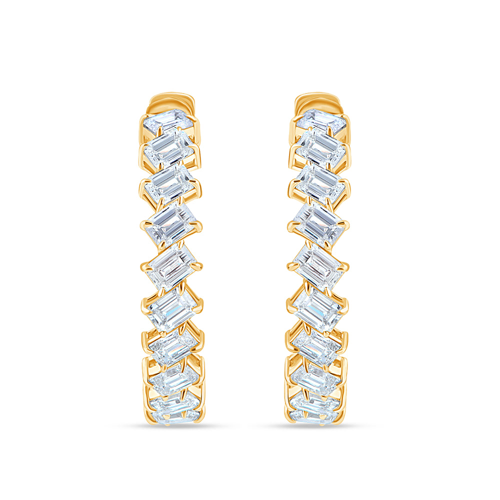 Emerald Cut Full Circle Hoop Earrings
