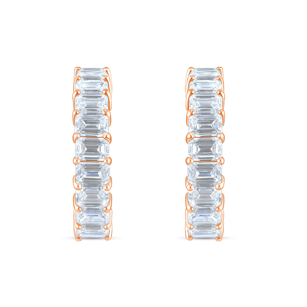 Emerald Cut Open Hoop Earrings