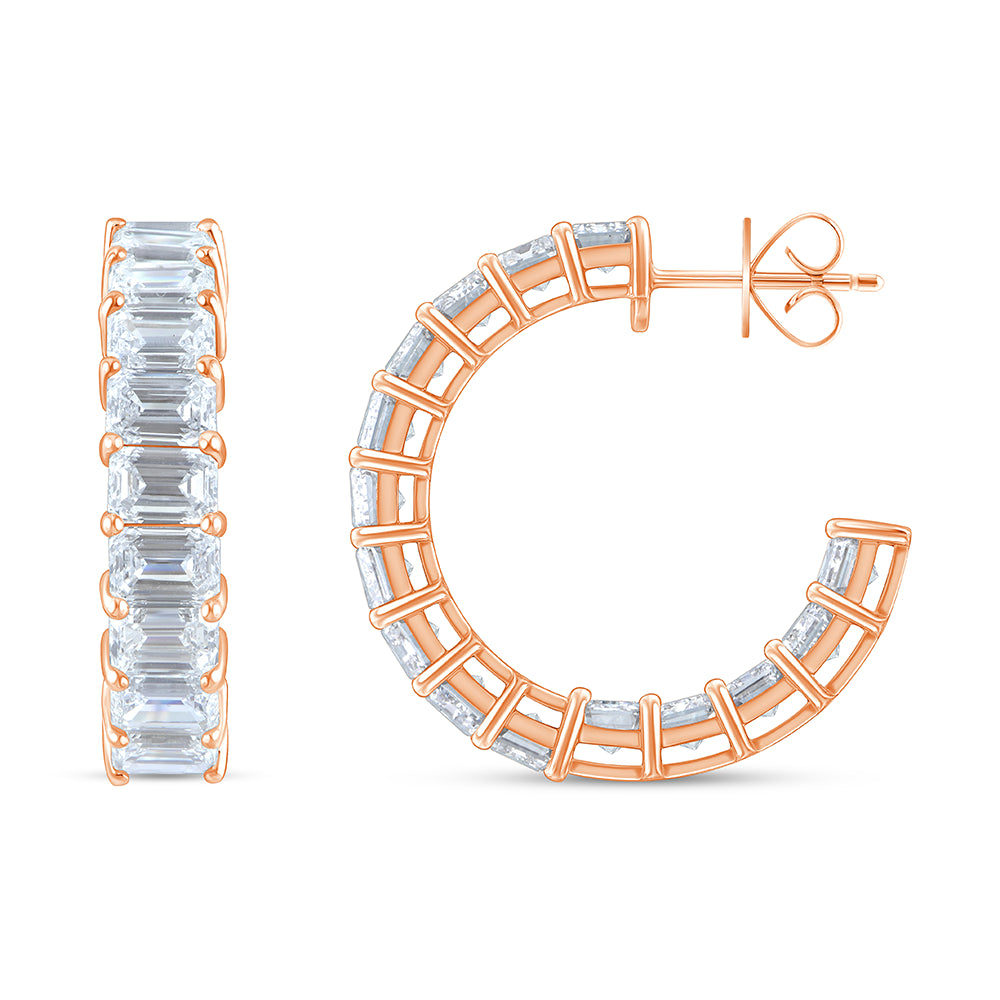 Emerald Cut Open Hoop Earrings