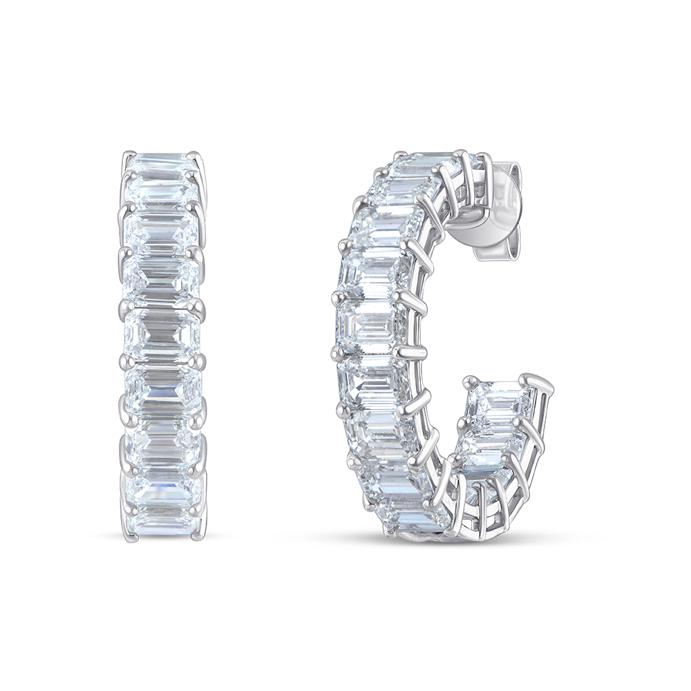 Emerald Cut Open Hoop Earrings