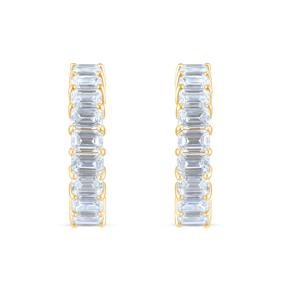 Emerald Cut Open Hoop Earrings