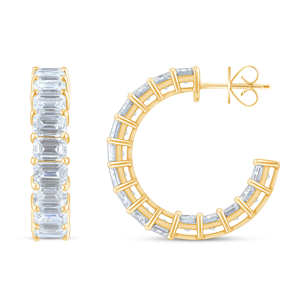 Emerald Cut Open Hoop Earrings